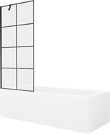 Mexen Vega stačiakampė vonia 180 x 80 cm su apdaila ir vienos dalies 80 cm pertvara, juodas raštas - 550118080X9508007077