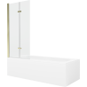 Mexen Vega stačiakampė vonia 150 x 70 cm su apdaila ir 2-dalių širma 80 cm, permatoma, auksinė - 550115070X9208025000
