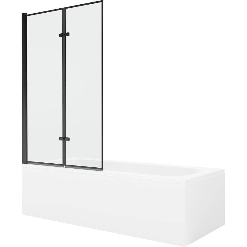 Mexen Vega stačiakampė vonia 150 x 70 cm su apdaila ir dviejų sparnų 100 cm ekranas, juodas raštas - 550115070X9210027070