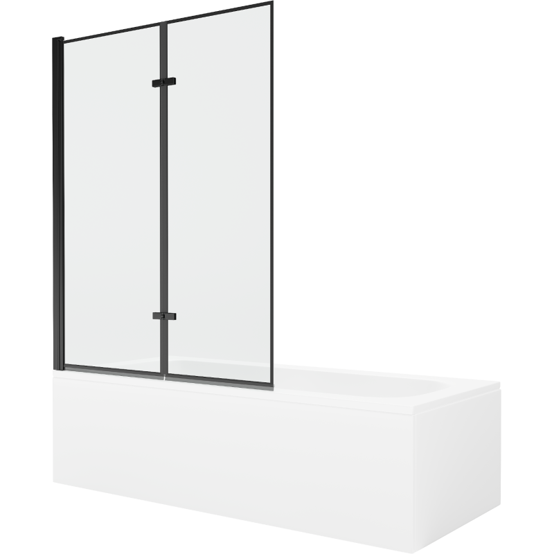 Mexen Vega stačiakampė vonia 150 x 70 cm su apdaila ir dviejų dalių uždangalu 120 cm, juodas raštas - 550115070X9212027070