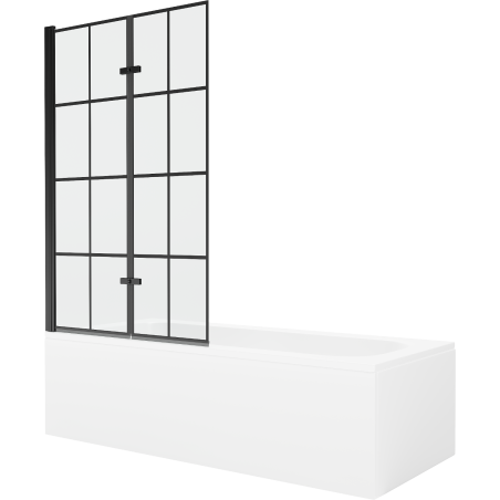 Mexen Vega stačiakampė vonia 150 x 70 cm su apdaila ir 2-durų 100 cm ekranu, juodas raštas - 550115070X9210027077