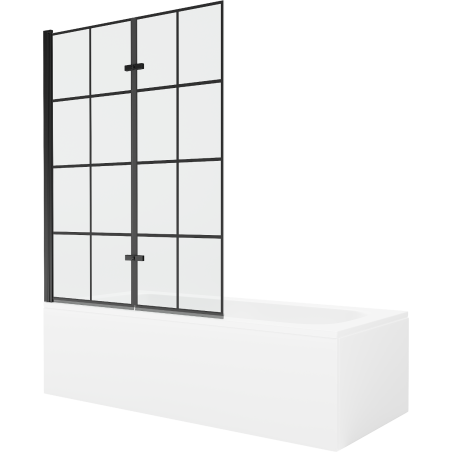 Mexen Vega stačiakampė vonia 150 x 70 cm su apdaila ir dvisparniu ekranu 120 cm, juodas raštas - 550115070X9212027077
