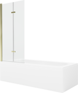 Mexen Vega stačiakampė vonia 160 x 70 cm su dangčiu ir dviejų durų pertvara 80 cm, permatoma, auksinė - 550116070X9208025000