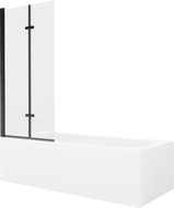 Mexen Vega stačiakampė vonia 160 x 70 cm su apdaila ir 2 dalių pertvara 80 cm, permatoma, juoda - 550116070X9208027000