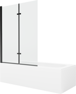 Mexen Vega stačiakampė vonia 160 x 70 cm su apdaila ir 2 dalių širma 120 cm, permatoma, juoda - 550116070X9212027000