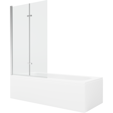 Mexen Vega stačiakampė vonia 170 x 70 cm su apdaila ir 2-dalių sienele 100 cm, skaidri, chromuota - 550117070X9210020100