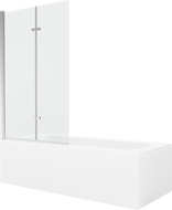 Mexen Vega stačiakampė vonia 170 x 70 cm su apdaila ir 2-dalių sienele 100 cm, skaidri, chromuota - 550117070X9210020100