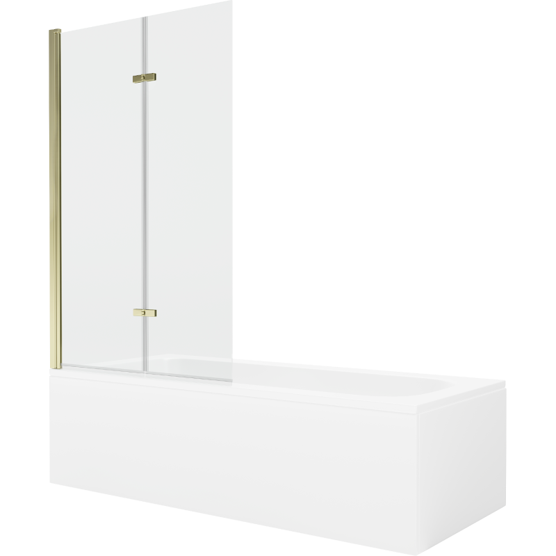 Mexen Vega stačiakampė vonia 170 x 70 cm su apdaila ir 2-durų sienele 100 cm, skaidri, auksinė - 550117070X9210025000