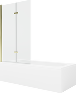Mexen Vega stačiakampė vonia 170 x 70 cm su apdaila ir 2-durų sienele 100 cm, skaidri, auksinė - 550117070X9210025000