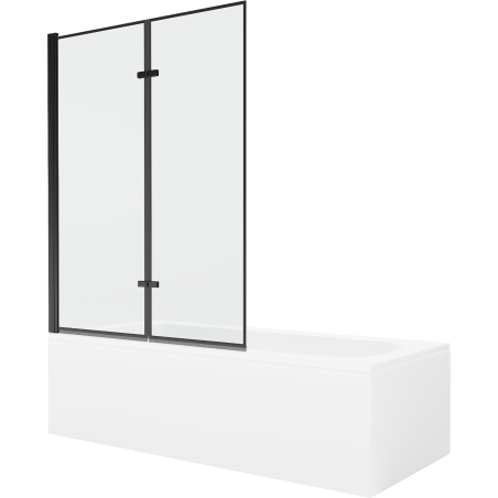 Mexen Vega stačiakampė vonia 160 x 70 cm su korpusu ir 2-durų pertvara 120 cm, juodas raštas - 550116070X9212027070