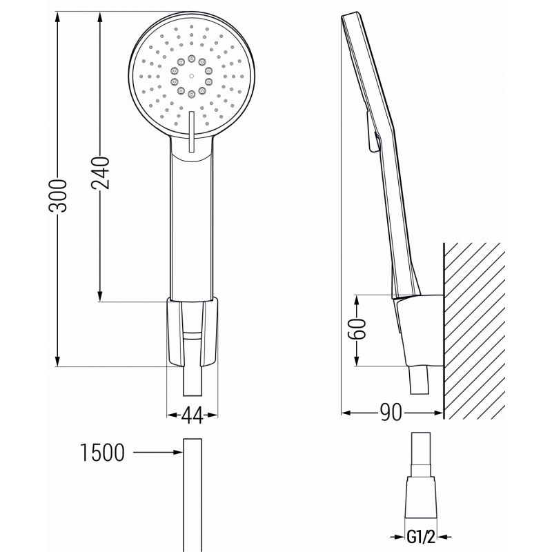 Mexen Royo R40 vonios baterija su dušo rinkiniu, auksinė - 7223R40-50