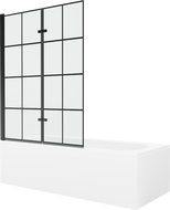 Mexen Vega stačiakampė vonia 170 x 70 cm su korpusu ir dviejų dalių 120 cm ekranu, juodas raštas - 550117077X9212027077