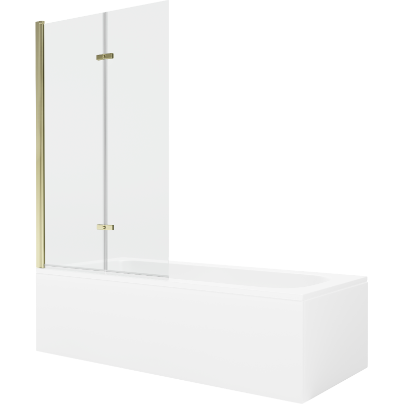 Mexen Vega stačiakampė vonia 180 x 80 cm su apdaila ir 2-duris, 100 cm plokštuma, skaidri, auksinė - 550118080X9210025000