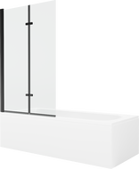 Mexen Vega stačiakampė vonia 180 x 80 cm su apdaila ir 2-jų dalių širma 100 cm, permatoma, juoda - 550118080X9210027000