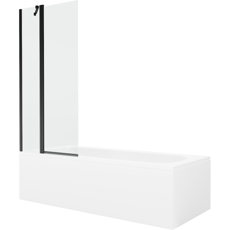 Mexen Vega stačiakampė 150 x 70 cm vonia su apdaila ir 1-durų 80 cm ekranu, skaidrus, juodas - 550115070X9408117000