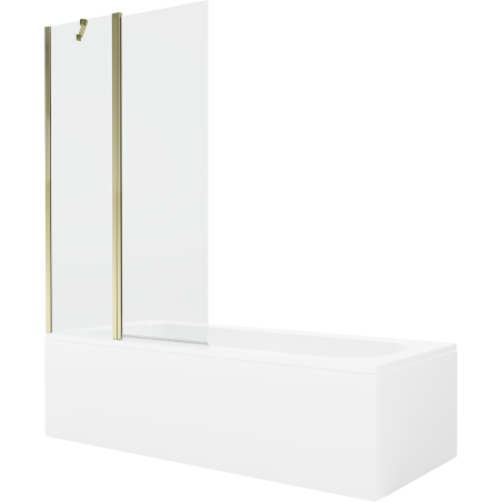 Mexen Vega stačiakampė vonia 150 x 70 cm su apdaila ir 1 durų pertvara 100 cm, skaidri, auksinė - 550115070X9410115000