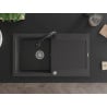 Mexen Leo granitinė vienos kameros plautuvė su nutekėjimu ir virtuviniu maišytuvu Elia, juodas taškuotas