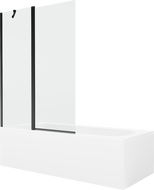 Mexen Vega stačiakampė vonia 150 x 70 cm su apdaila ir vienos dalies 120 cm ekranu, permatoma, juoda - 550115070X9412117000