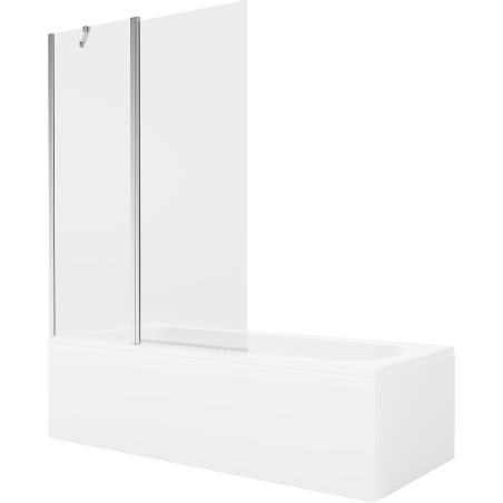 Mexen Vega stačiakampė vonia 160 x 70 cm su apdaila ir vienos dalies 120 cm ekranas, skaidri, chromas - 550116070X9412110100