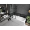 Mexen Vega stačiakampė vonia 170 x 70 cm su korpusu ir 1-duris paravana 80 cm, juodas motyvas - 550117070X9408117077