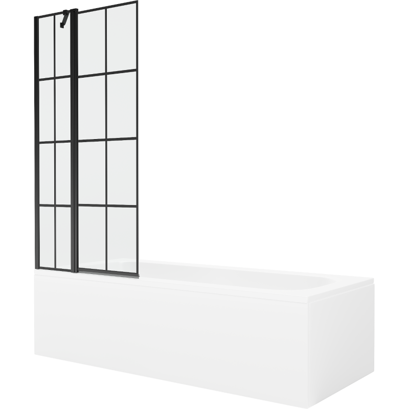 Mexen Vega stačiakampė vonia 170 x 70 cm su korpusu ir 1-duris paravana 80 cm, juodas motyvas - 550117070X9408117077