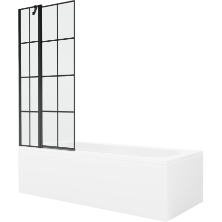 Mexen Vega stačiakampė vonia 170 x 70 cm su korpusu ir 1-duris paravana 80 cm, juodas motyvas - 550117070X9408117077