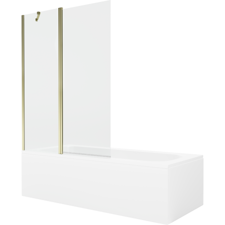 Mexen Vega stačiakampė vonia 170 x 70 cm su apdaila ir vienos dalies sienele 120 cm, skaidri, auksinė - 550117070X9412115000