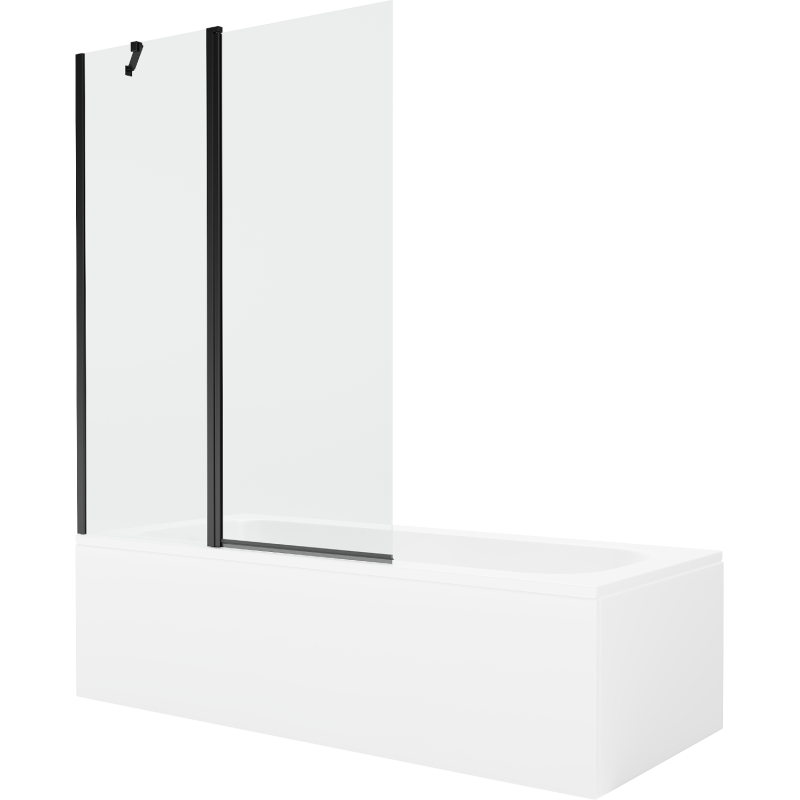 Mexen Vega stačiakampė vonia 170 x 70 cm su apdaila ir vienos durų 120 cm pertvaru, skaidri, juoda - 550117070X9412117000