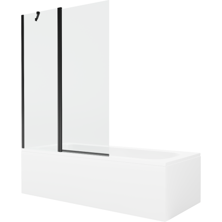 Mexen Vega stačiakampė vonia 170 x 70 cm su apdaila ir vienos durų 120 cm pertvaru, skaidri, juoda - 550117070X9412117000