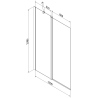 Mexen Vega stačiakampė vonia 170 x 70 cm su apdaila ir vienos durų 120 cm pertvaru, skaidri, juoda - 550117070X9412117000