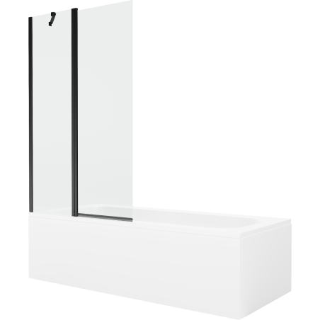 Mexen Vega stačiakampė vonia 180 x 80 cm su apdaila ir 1-durio širmos 100 cm, skaidrus, juodas - 550118080X9410117000