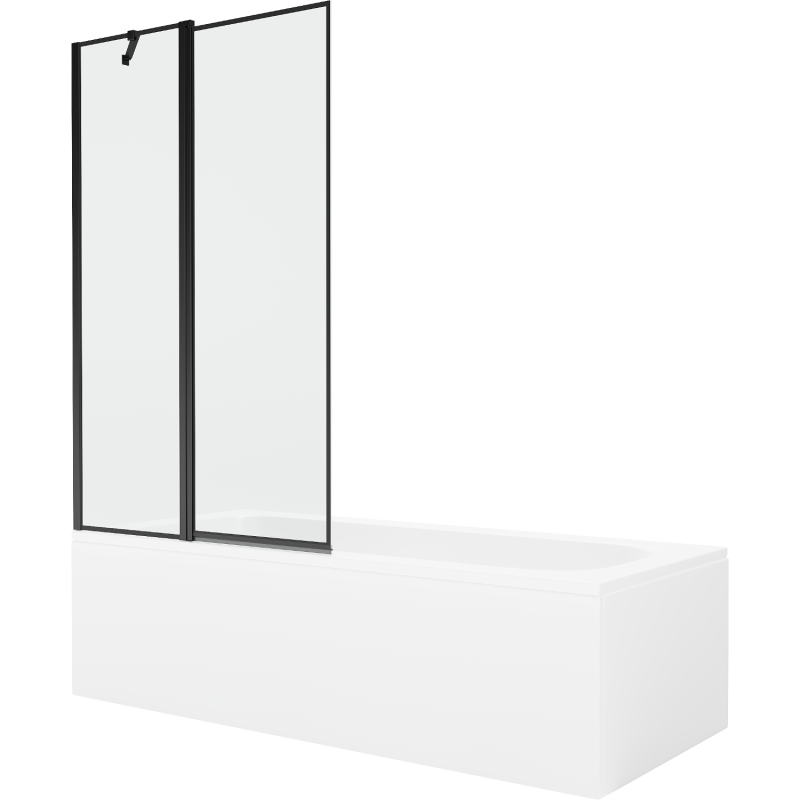 Mexen Vega stačiakampė vonia 180 x 80 cm su apdaila ir vieno sparno širma 100 cm, juodas raštas - 550118080X9410117070