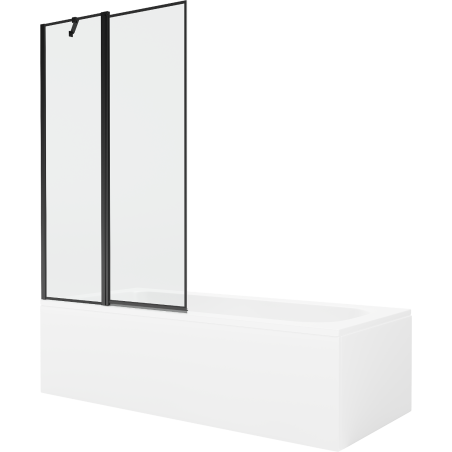 Mexen Vega stačiakampė vonia 180 x 80 cm su apdaila ir vieno sparno širma 100 cm, juodas raštas - 550118080X9410117070