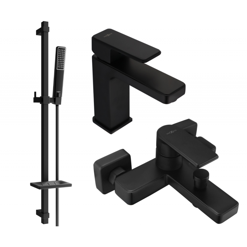 Mexen Mino DQ72 vonios komplektas, juodas - 72403DQ72-70