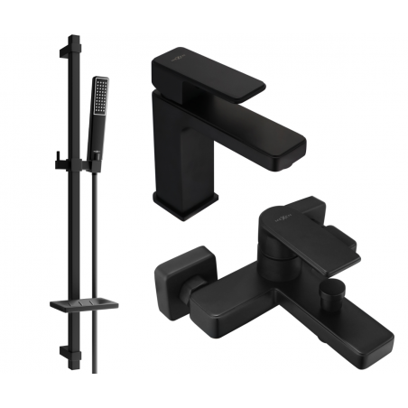 Mexen Mino DQ72 vonios komplektas, juodas - 72403DQ72-70