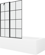 Mexen Vega stačiakampė vonia 180 x 80 cm su apdaila ir viengubų durelių pertvara 120 cm, juodas raštas - 550118080X9412117077