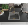 Mexen Vito granitinė virtuvės plautuvė su viena kamera ir virtuviniu maišytuvu Elia, pilka - 6503-71-670101-50