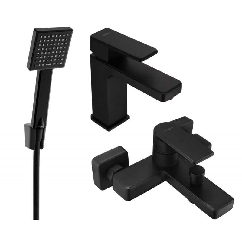 Mexen Mino R45 vonios rinkinys, juodas - 72403R45-70