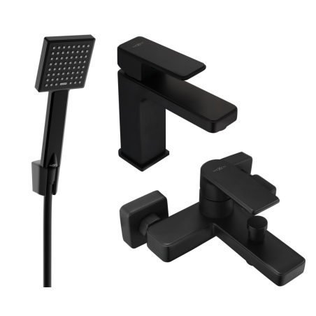 Mexen Mino R45 vonios rinkinys, juodas - 72403R45-70