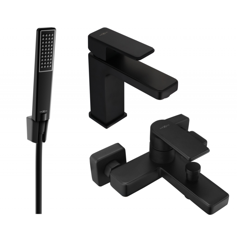 Mexen Mino R72 vonios rinkinys, juodas - 72403R72-70
