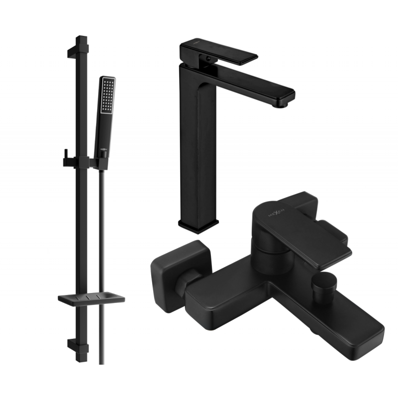 Mexen Mino DQ72 vonios komplektas, juodas - 72413DQ72-70