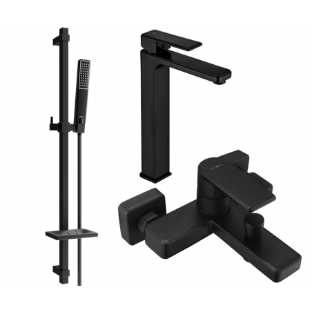 Mexen Mino DQ72 vonios komplektas, juodas - 72413DQ72-70