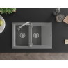 Mexen Gaspar granitinė 1,5 skyrių plautuvė su nutekėjimu ir virtuviniu maišytuvu Elia, pilka - 6507-71-670101-00