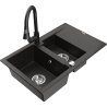 Mexen Gaspar granitinė 1,5 skalbykla su drenažu ir virtuvės maišytuvu Elia, juodas/auksinis metalikas - 6507-75-670101-70