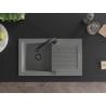 Mexen Pablo granitinė vienos kameros plautuvė su nusausintuvu ir virtuviniu maišytuvu Elia, pilka - 6510-71-670101-70-B