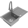 Mexen Pablo granitinis 1-dubeninis plautuvas su nutekamu ir virtuviniu maišytuvu Elia, pilkas - 6510-71-670101-71