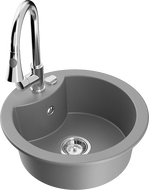 Mexen Diego granitinė virtuvės kriauklė su vienu dubeniu ir Elia maišytuvu, pilka - 6512-71-670101-00