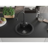 Mexen Diego vienos kameros granito virtuvės kriauklė su virtuviniu maišytuvu Elia, juoda/sidabrinis metalikas