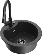 Mexen Diego granitinis virtuvės kriauklė 1 kamerinis su Elia maišytuvu, juodas taškuotas - 6512-76-670101-70-B