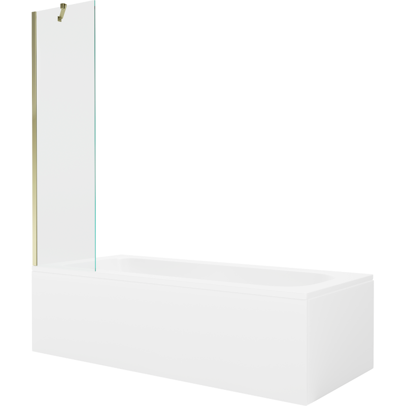 Mexen Vega stačiakampė vonia 150 x 70 cm su apdaila ir vienos durų 50 cm ekranu, skaidrus, auksinis - 550115070X9505000050